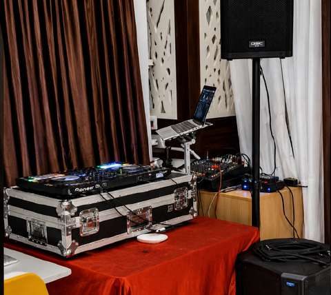 Professional DJ booth setup at an event in Nairobi