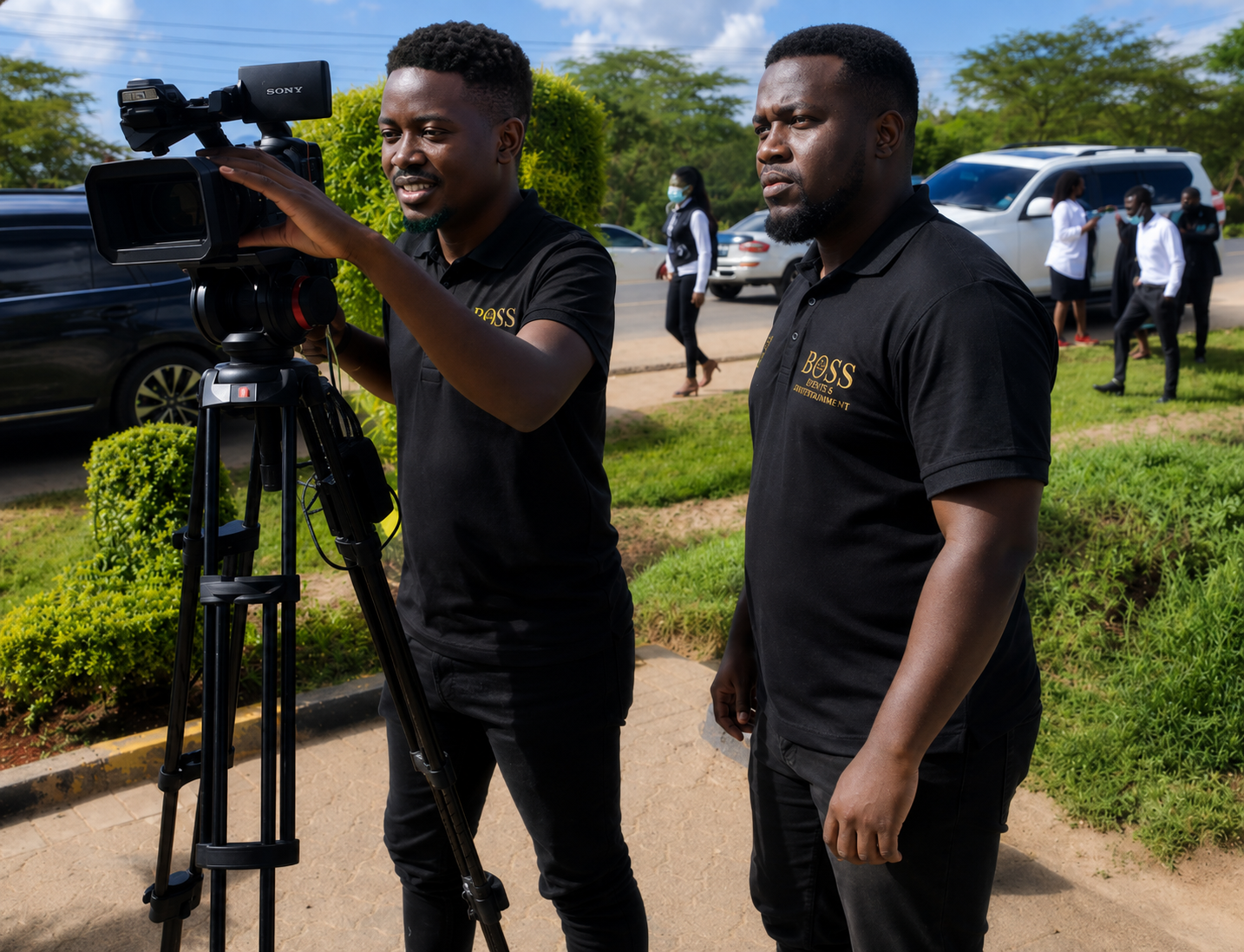 Boss Events crew livestreaming an outdoor event in Kenya