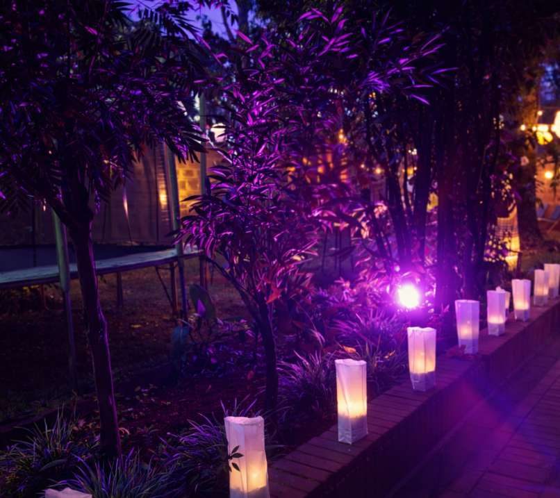 Candle walkway ambient lighting at a Kenyan wedding